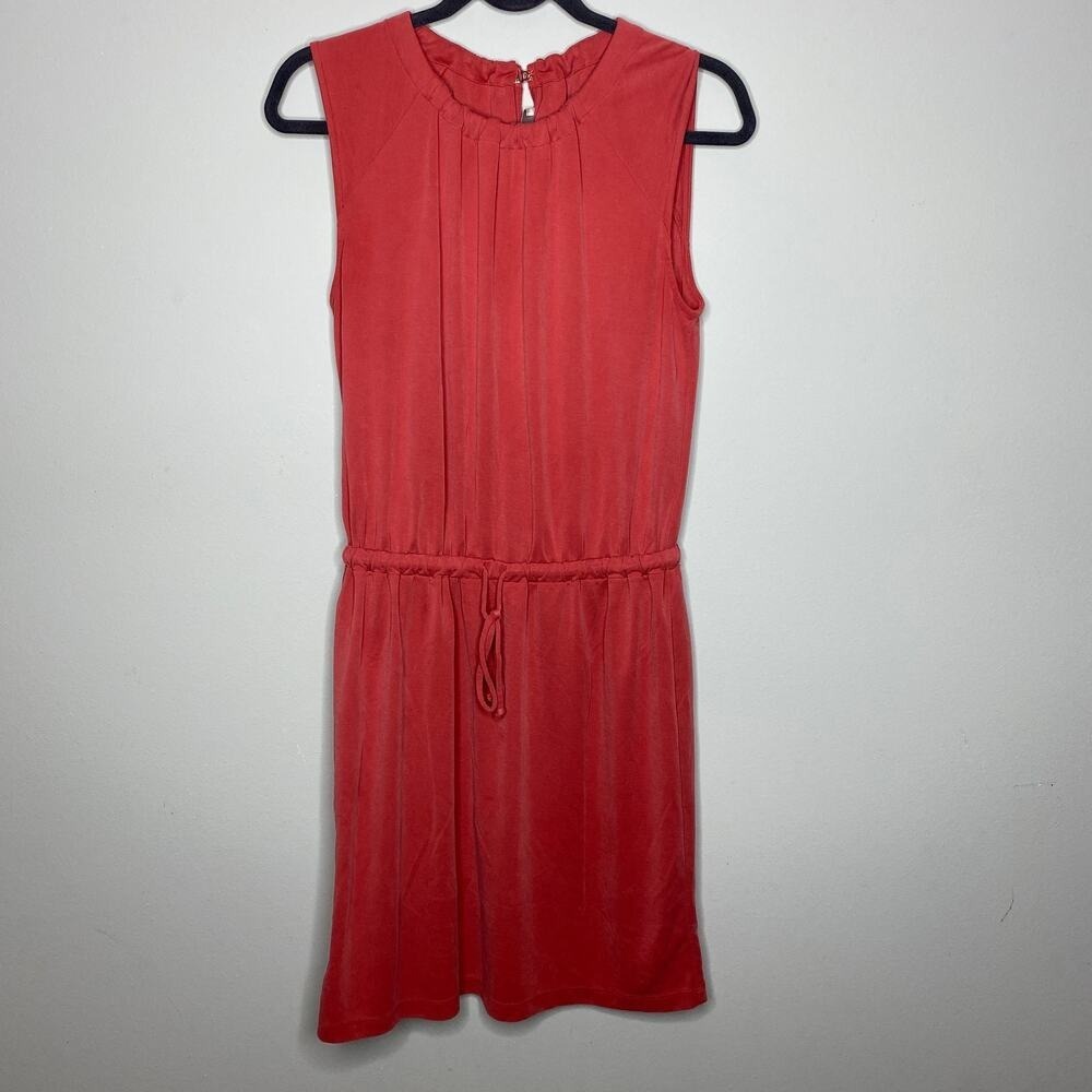 LOFT Dress Womens Small Red Sleeveless Drawstring Waist Knit Keyhole Back